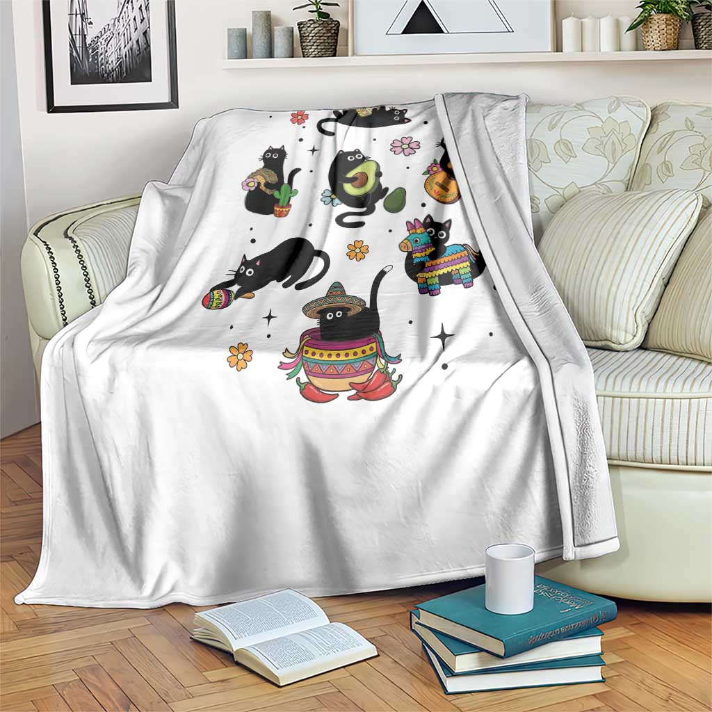 Funny Black Cat Lover Cinco De Mayo Throw Blanket Mexican Fiesta Gift