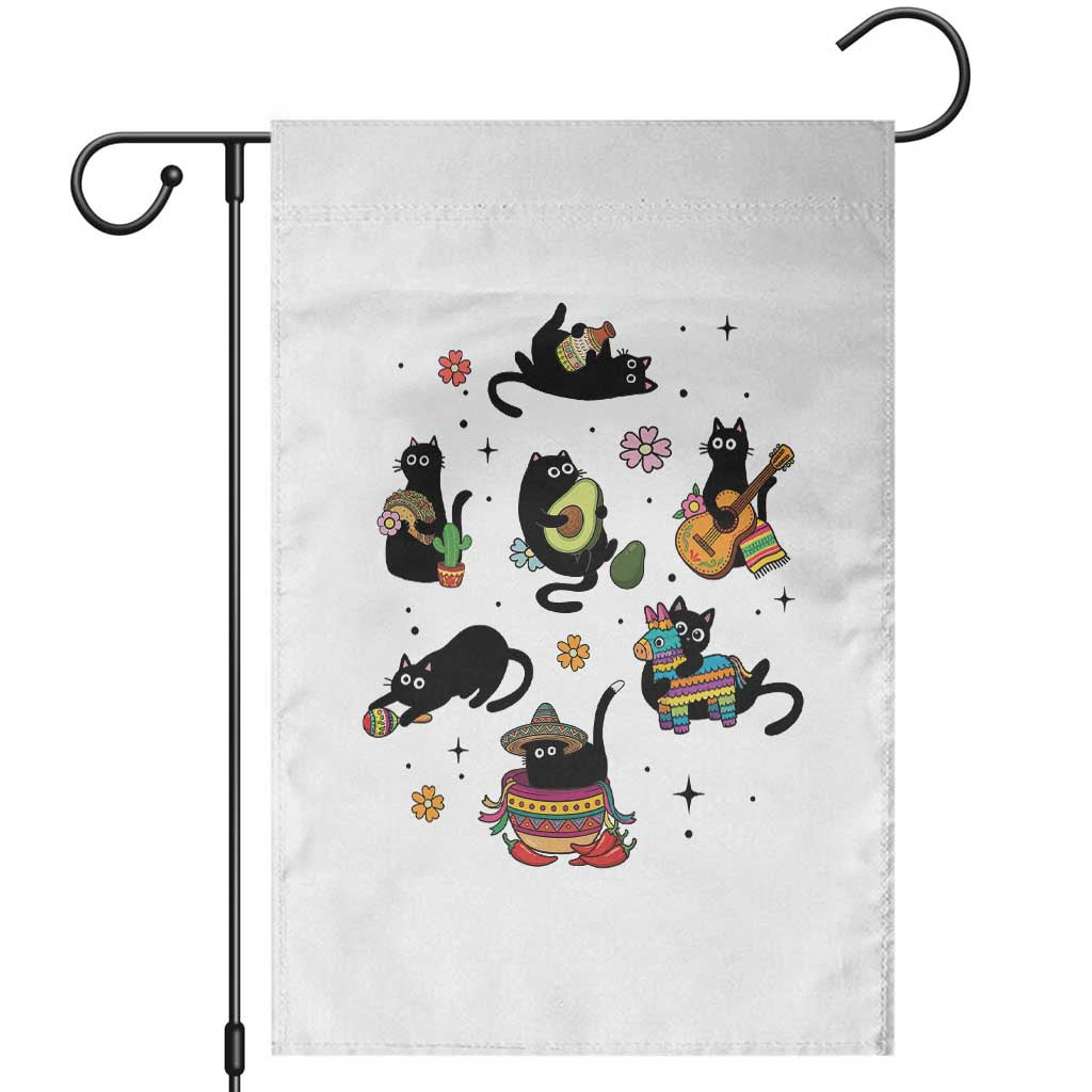 Funny Black Cat Lover Cinco De Mayo Garden Flag Mexican Fiesta Gift