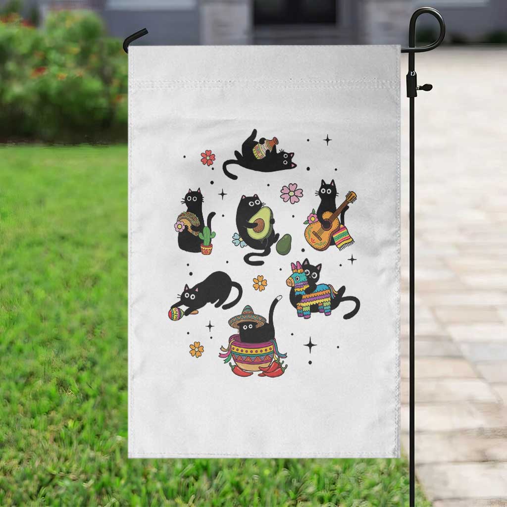 Funny Black Cat Lover Cinco De Mayo Garden Flag Mexican Fiesta Gift