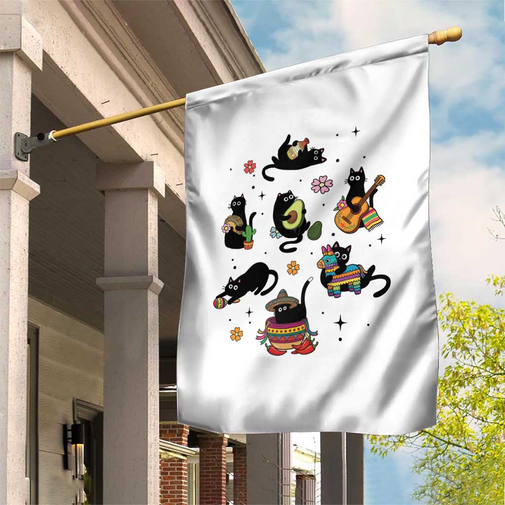 Funny Black Cat Lover Cinco De Mayo Garden Flag Mexican Fiesta Gift