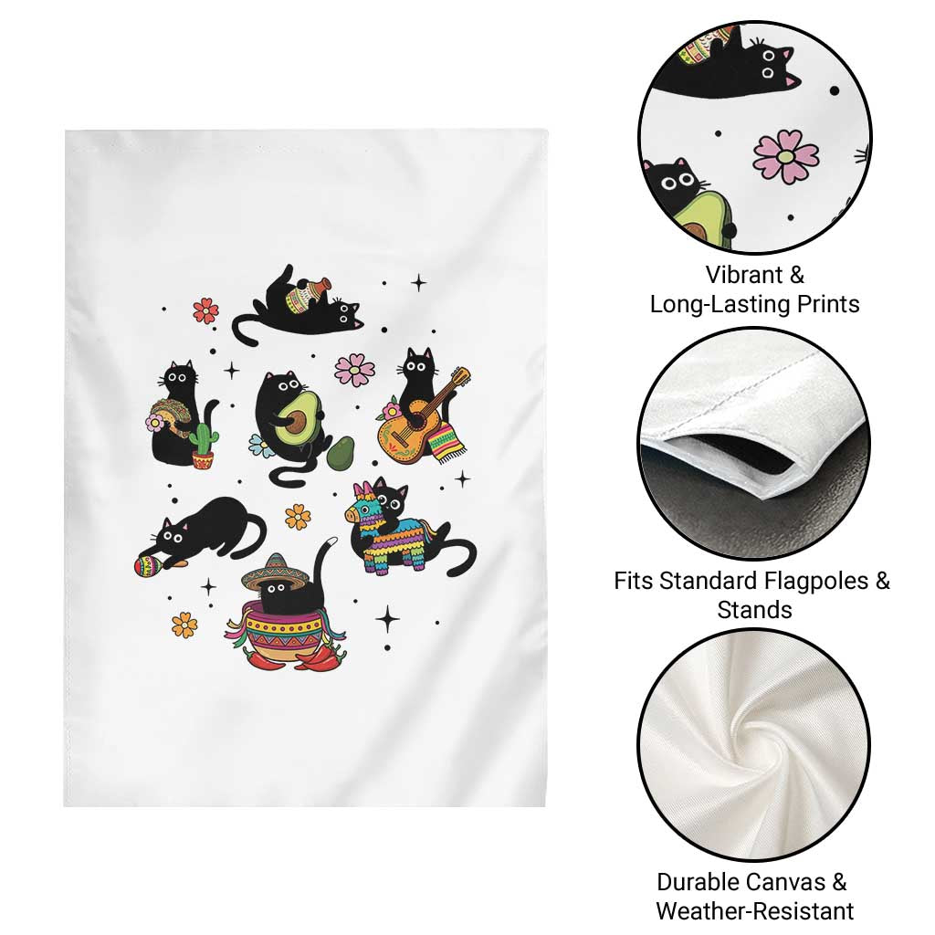 Funny Black Cat Lover Cinco De Mayo Garden Flag Mexican Fiesta Gift