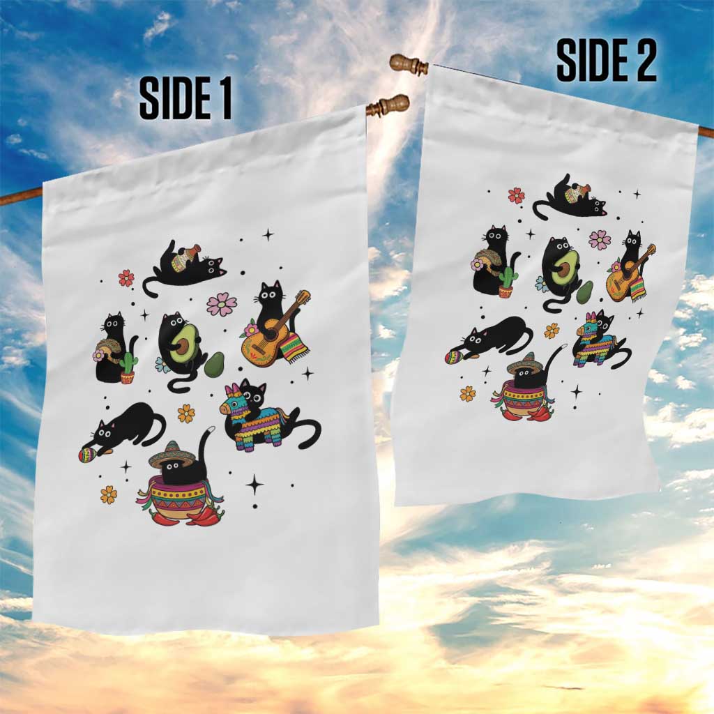 Funny Black Cat Lover Cinco De Mayo Garden Flag Mexican Fiesta Gift