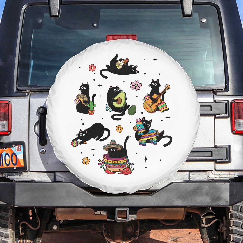 Funny Black Cat Lover Cinco De Mayo Spare Tire Cover Mexican Fiesta Gift