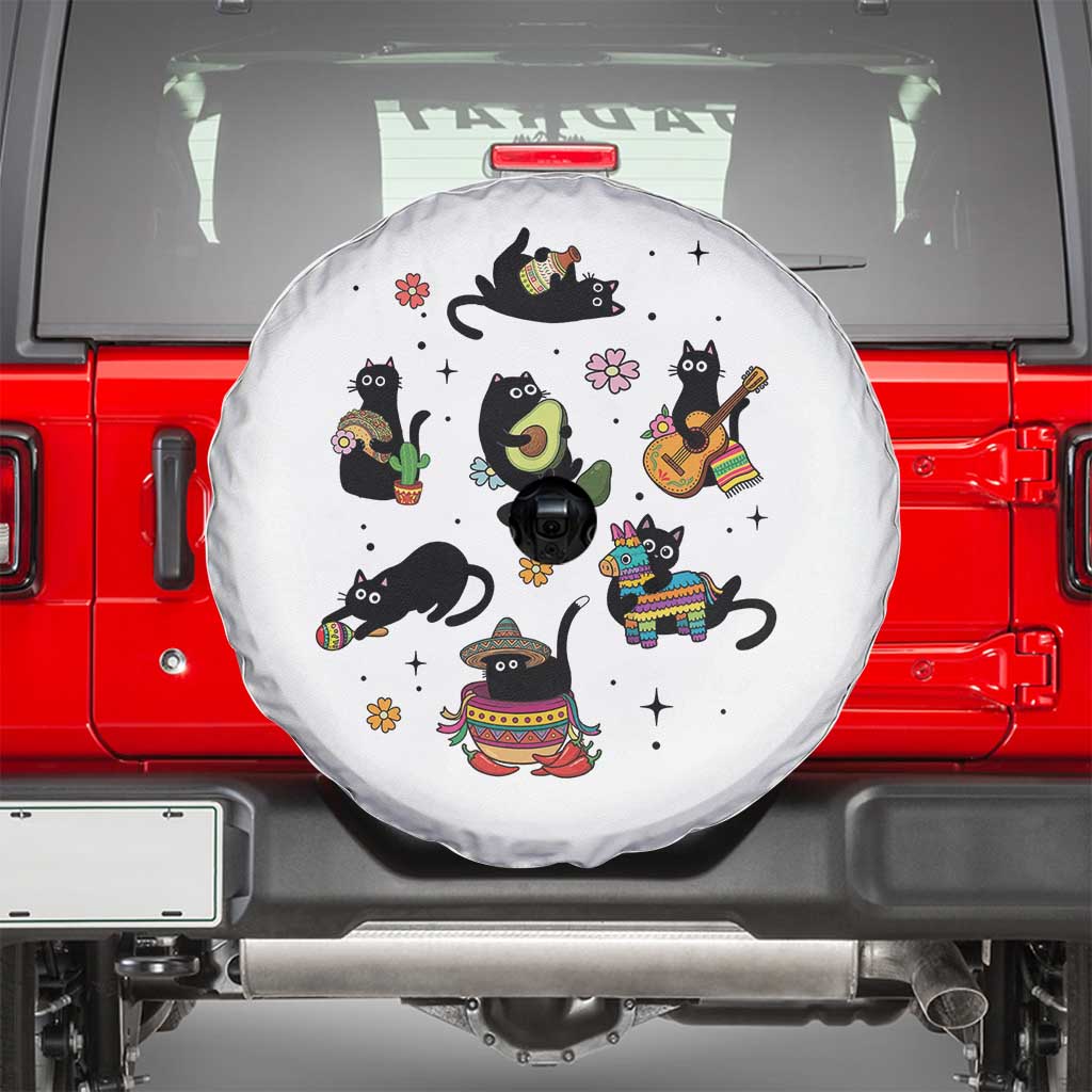 Funny Black Cat Lover Cinco De Mayo Spare Tire Cover Mexican Fiesta Gift
