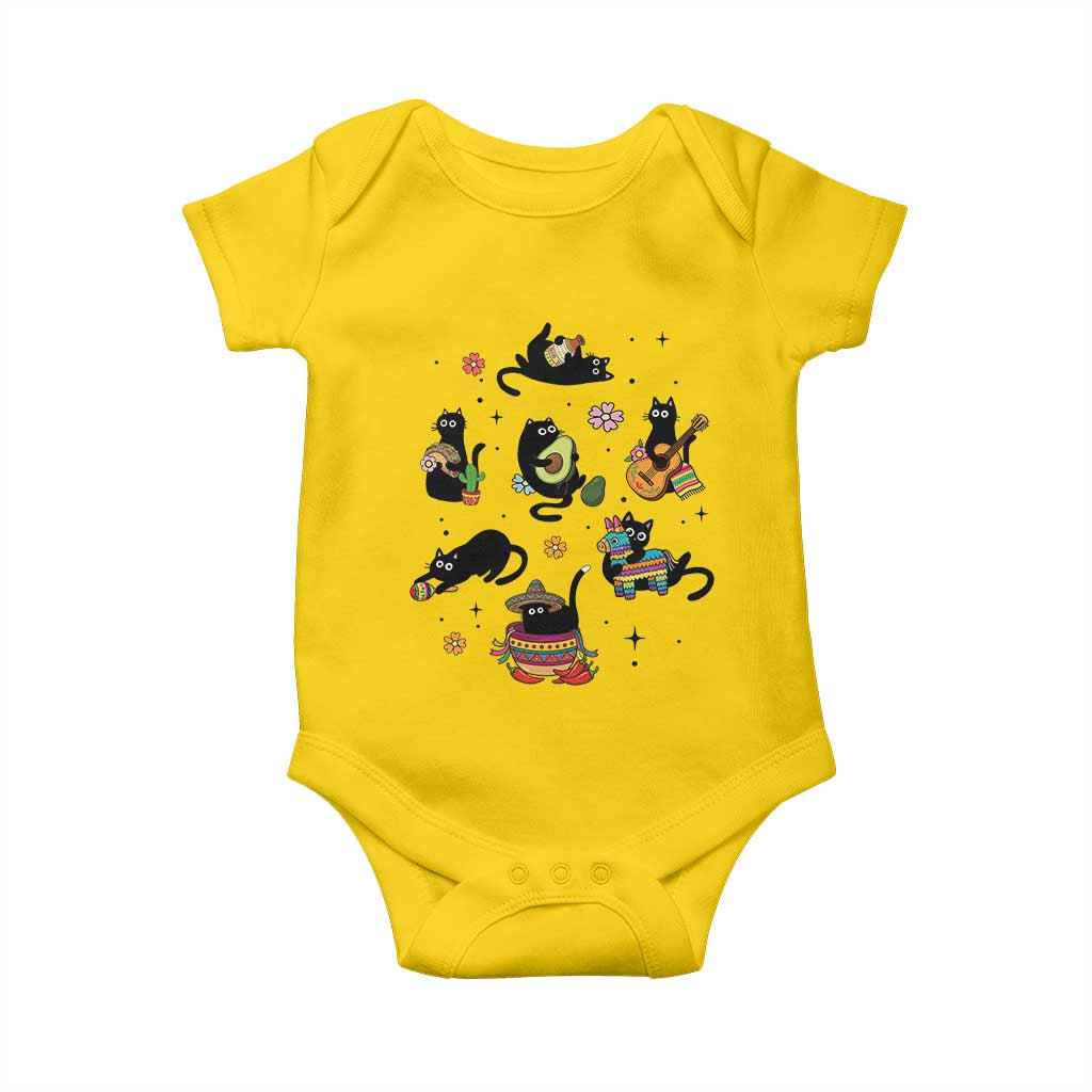 Funny Black Cat Lover Cinco De Mayo Baby Onesie Mexican Fiesta Gift