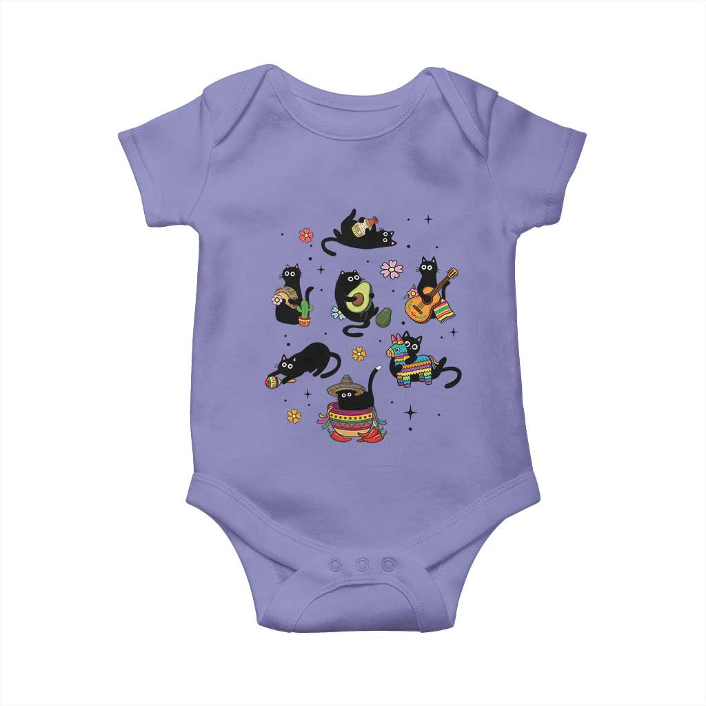 Funny Black Cat Lover Cinco De Mayo Baby Onesie Mexican Fiesta Gift