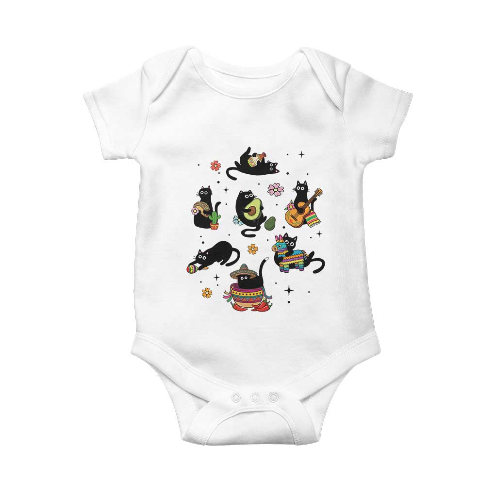 Funny Black Cat Lover Cinco De Mayo Baby Onesie Mexican Fiesta Gift