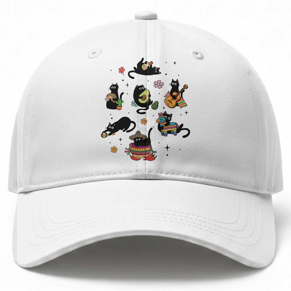 Funny Black Cat Lover Cinco De Mayo Baseball Cap Mexican Fiesta Gift