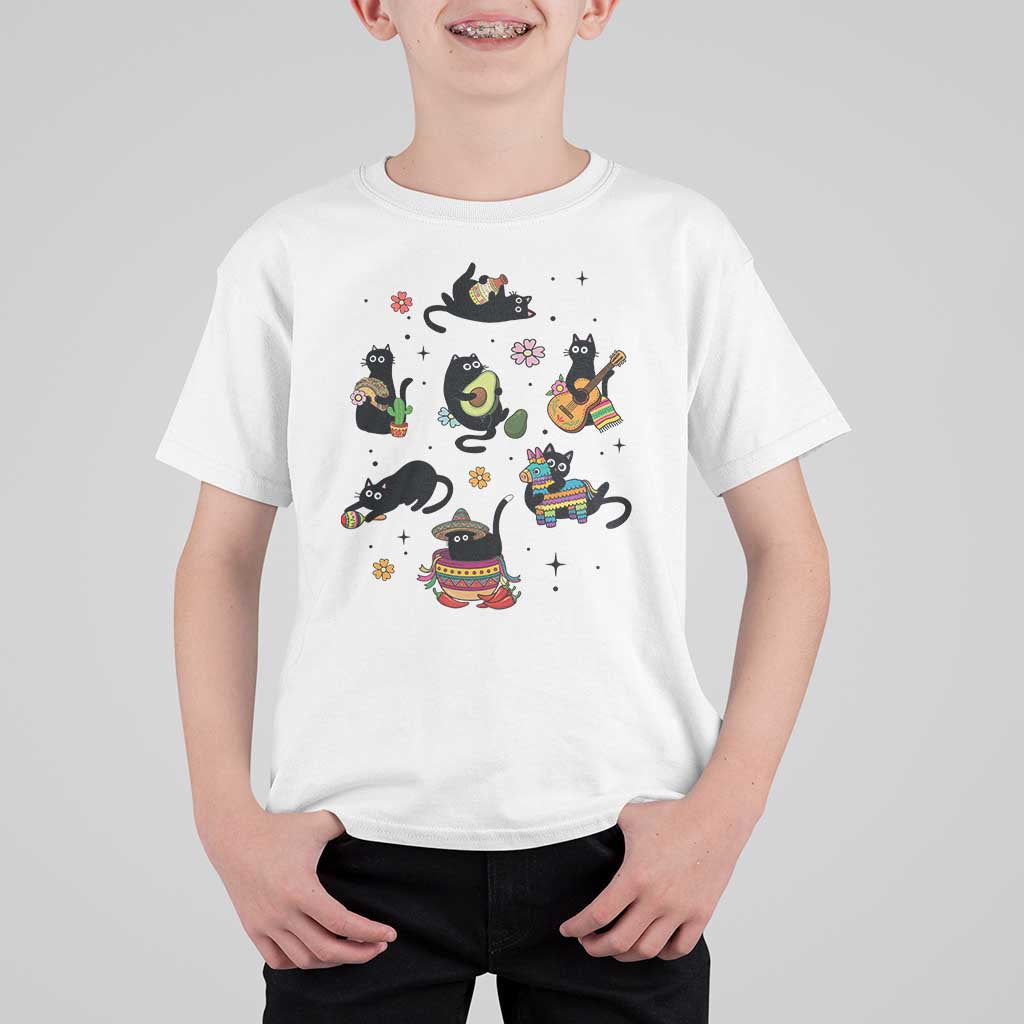 Funny Black Cat Lover Cinco De Mayo T Shirt For Kid Mexican Fiesta Gift