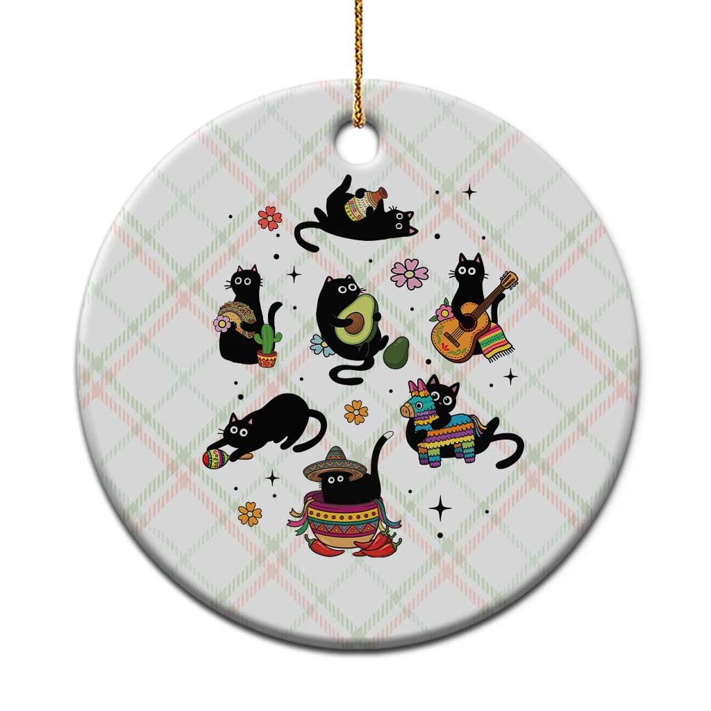Funny Black Cat Lover Cinco De Mayo Ceramic Ornament Mexican Fiesta Gift