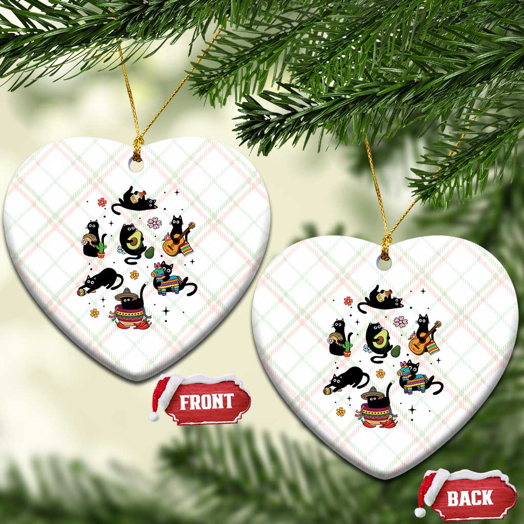 Funny Black Cat Lover Cinco De Mayo Ceramic Ornament Mexican Fiesta Gift