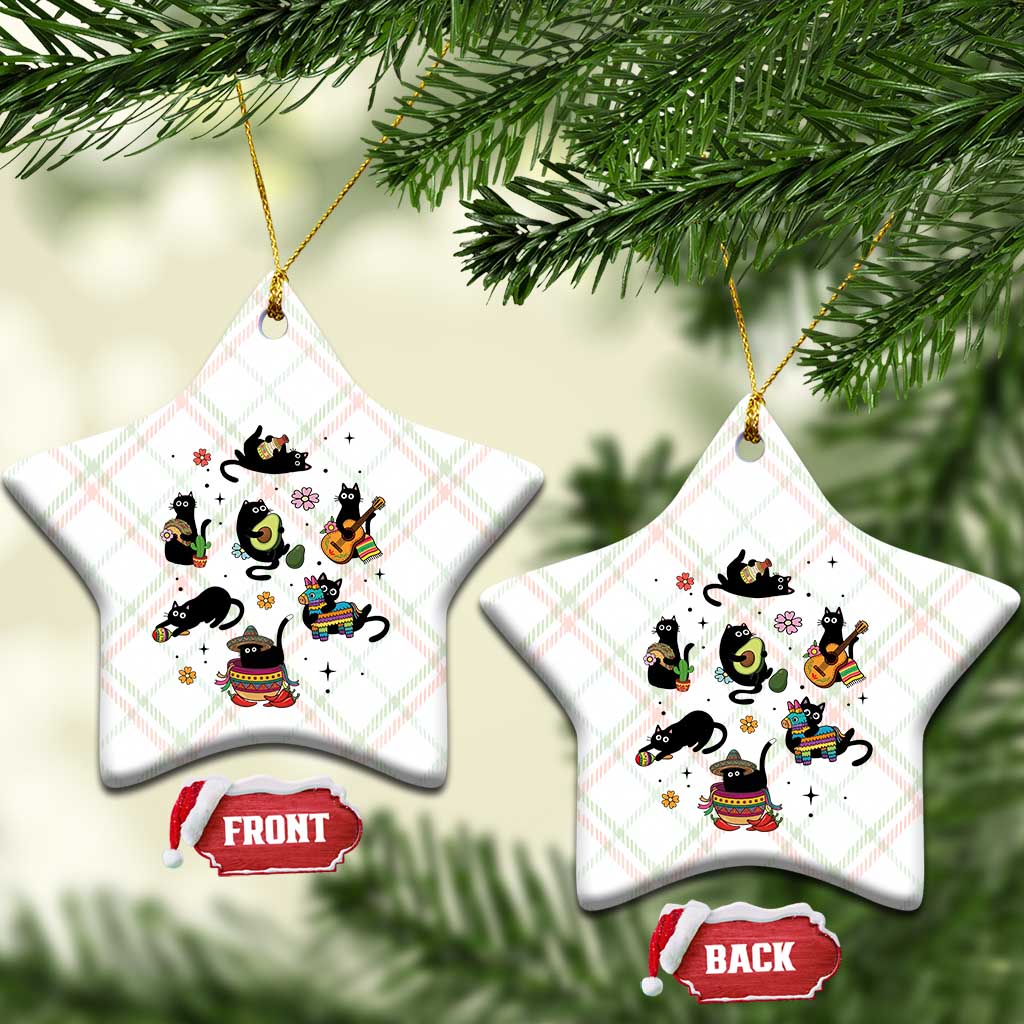 Funny Black Cat Lover Cinco De Mayo Ceramic Ornament Mexican Fiesta Gift