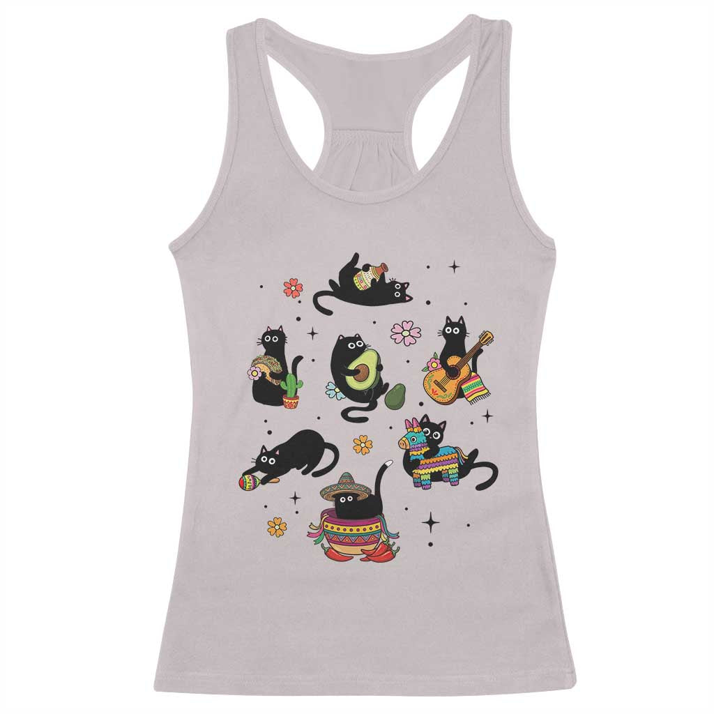 Funny Black Cat Lover Cinco De Mayo Racerback Tank Top Mexican Fiesta Gift