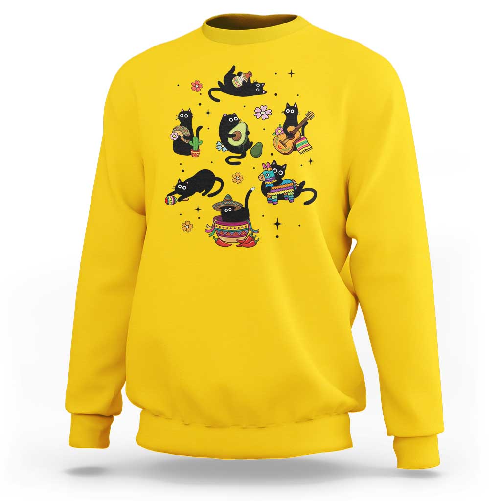 Funny Black Cat Lover Cinco De Mayo Sweatshirt Mexican Fiesta Gift