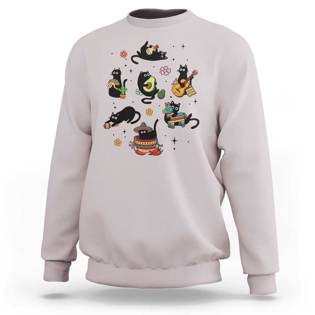 Funny Black Cat Lover Cinco De Mayo Sweatshirt Mexican Fiesta Gift
