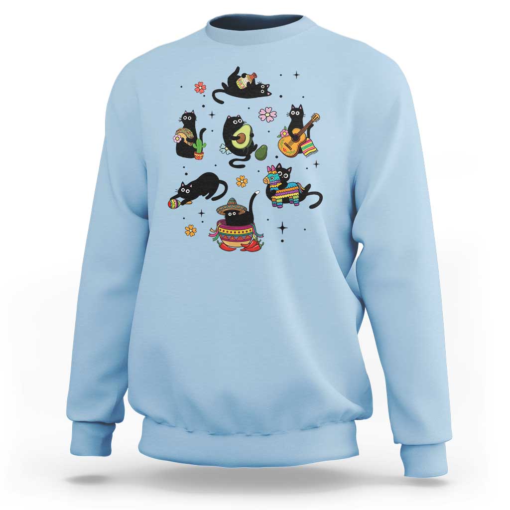 Funny Black Cat Lover Cinco De Mayo Sweatshirt Mexican Fiesta Gift