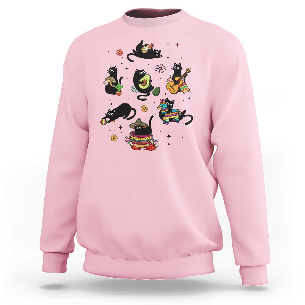 Funny Black Cat Lover Cinco De Mayo Sweatshirt Mexican Fiesta Gift