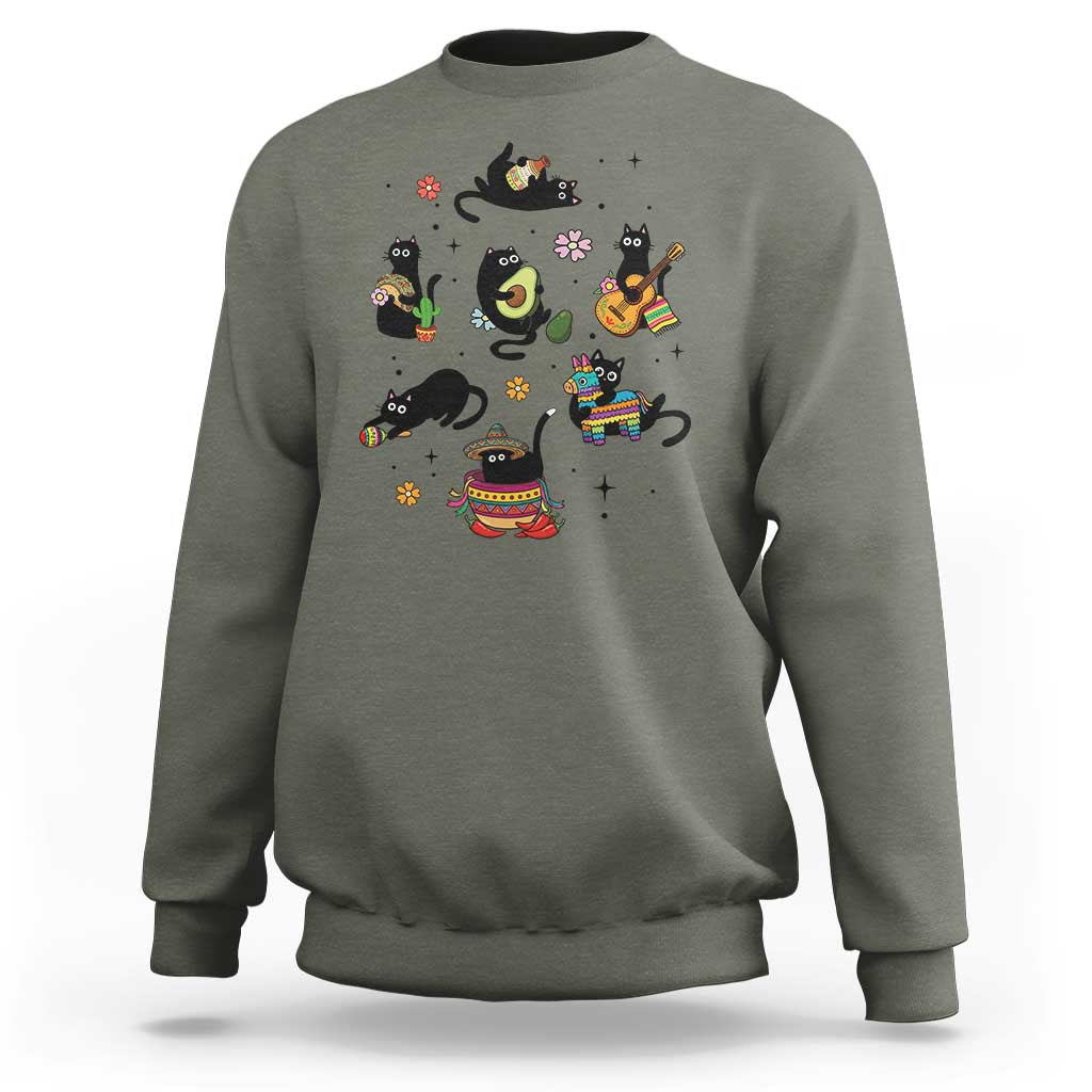 Funny Black Cat Lover Cinco De Mayo Sweatshirt Mexican Fiesta Gift