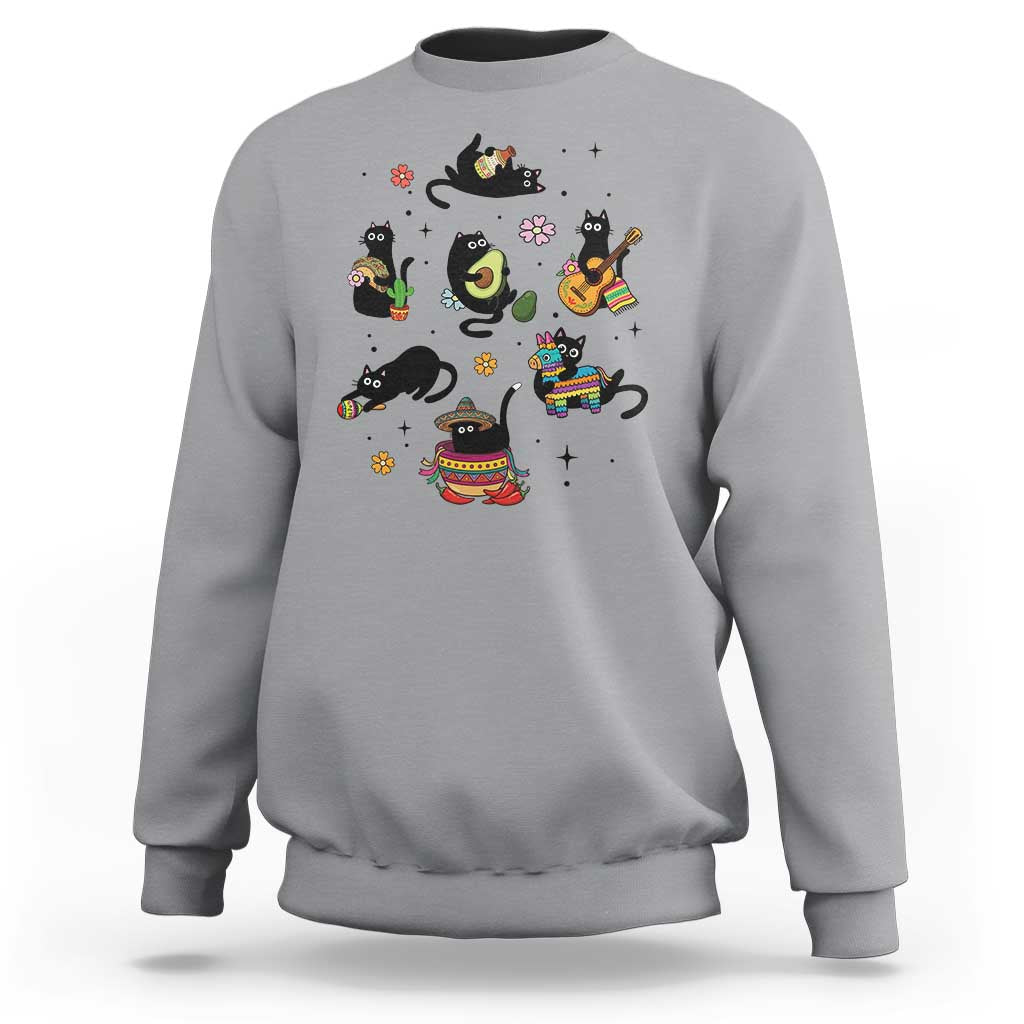Funny Black Cat Lover Cinco De Mayo Sweatshirt Mexican Fiesta Gift