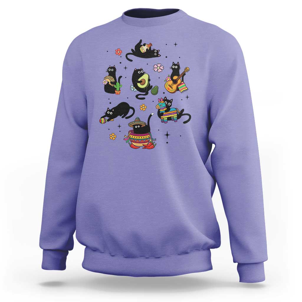 Funny Black Cat Lover Cinco De Mayo Sweatshirt Mexican Fiesta Gift