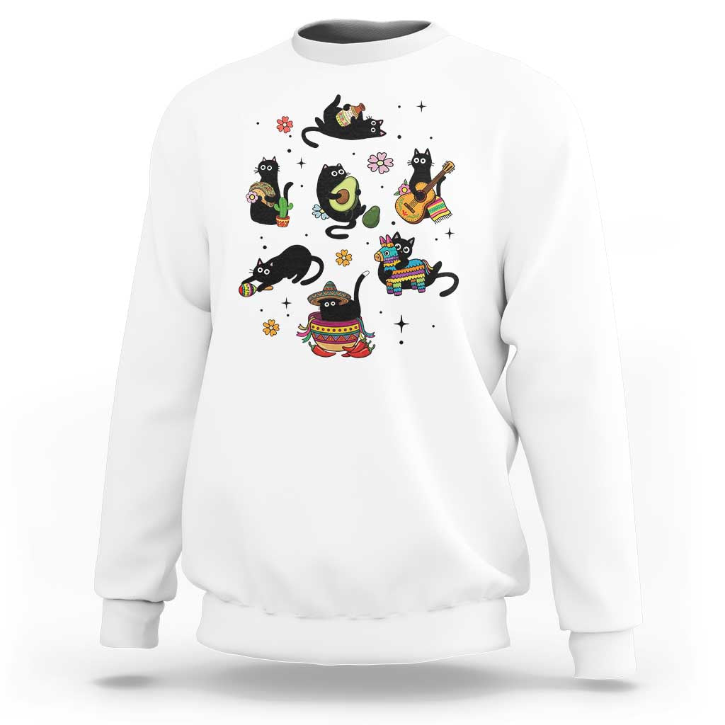 Funny Black Cat Lover Cinco De Mayo Sweatshirt Mexican Fiesta Gift