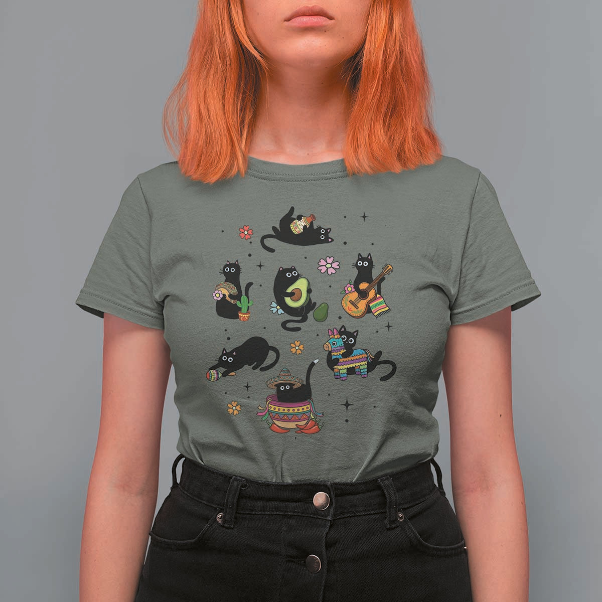 Funny Black Cat Lover Cinco De Mayo T Shirt For Women Mexican Fiesta Gift
