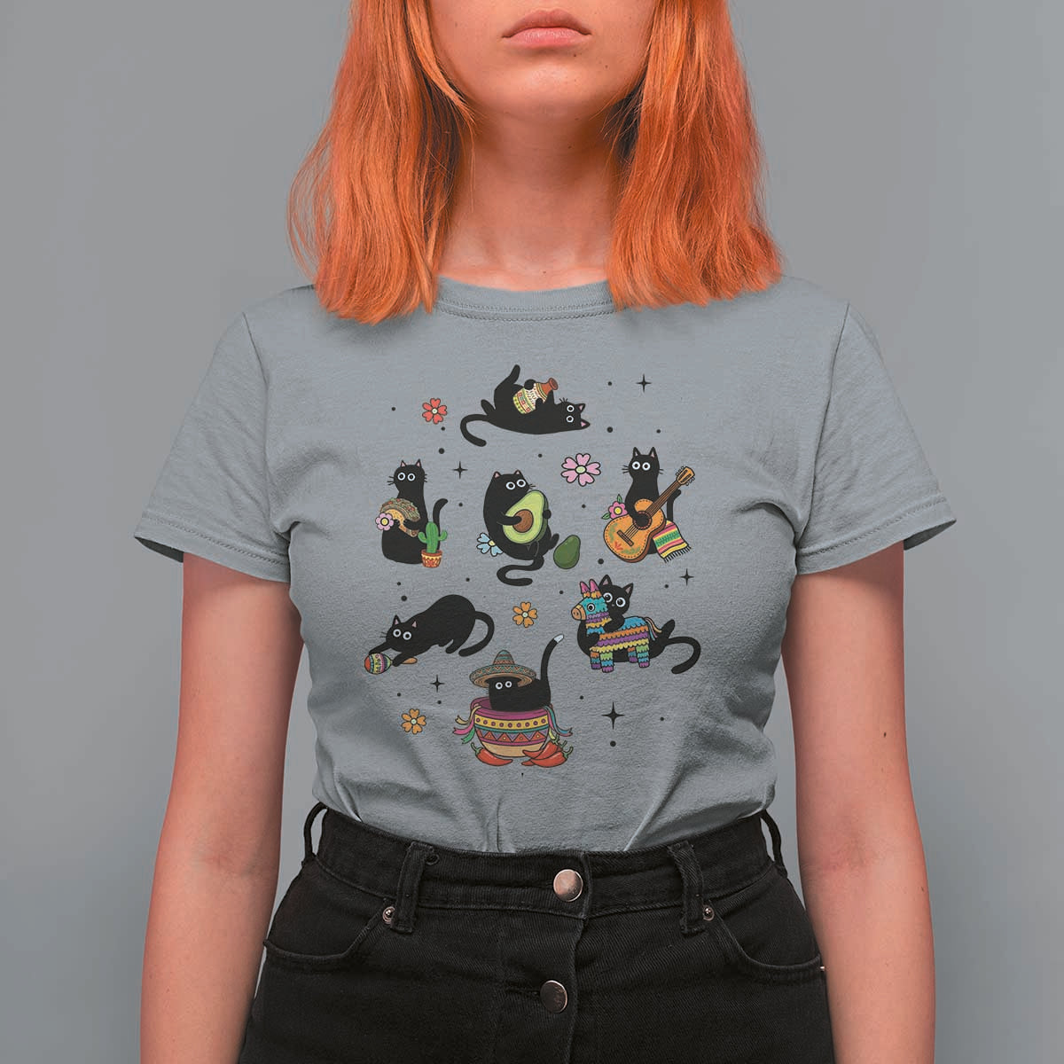 Funny Black Cat Lover Cinco De Mayo T Shirt For Women Mexican Fiesta Gift