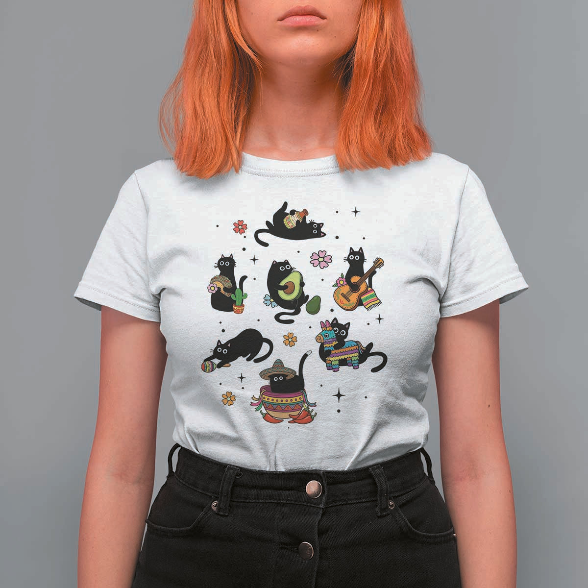Funny Black Cat Lover Cinco De Mayo T Shirt For Women Mexican Fiesta Gift