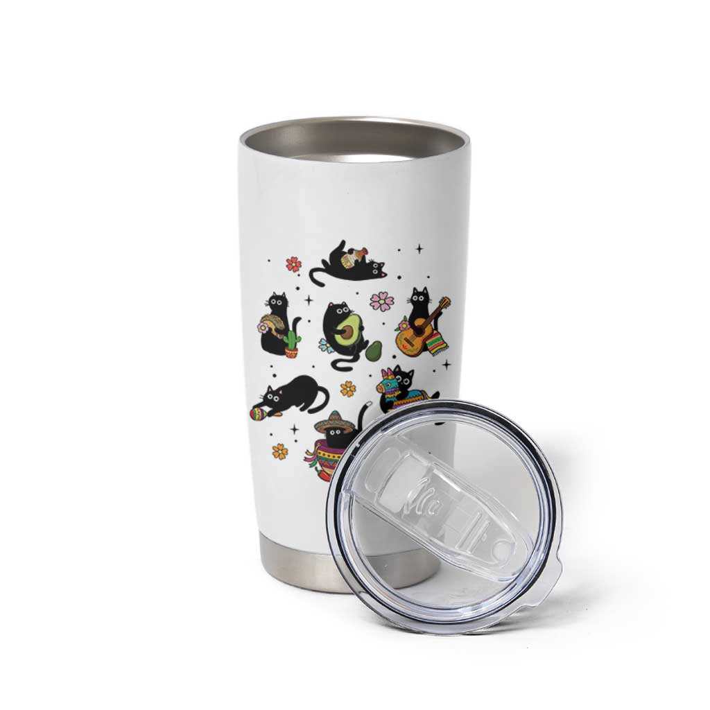 Funny Black Cat Lover Cinco De Mayo Tumbler Cup Mexican Fiesta Gift