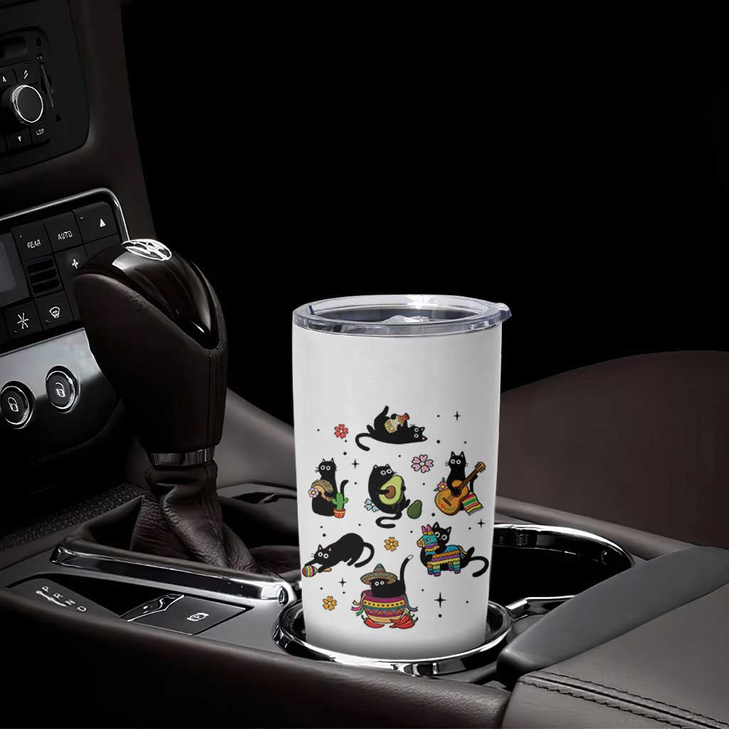 Funny Black Cat Lover Cinco De Mayo Tumbler Cup Mexican Fiesta Gift