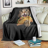 Funny Cat Eating Taco Throw Blanket Mexican Food Lover Gift