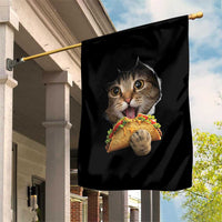 Funny Cat Eating Taco Garden Flag Mexican Food Lover Gift