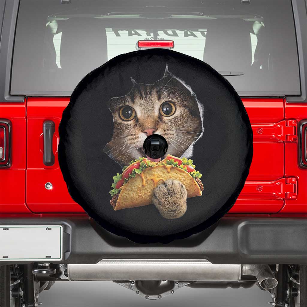 Funny Cat Eating Taco Spare Tire Cover Mexican Food Lover Gift
