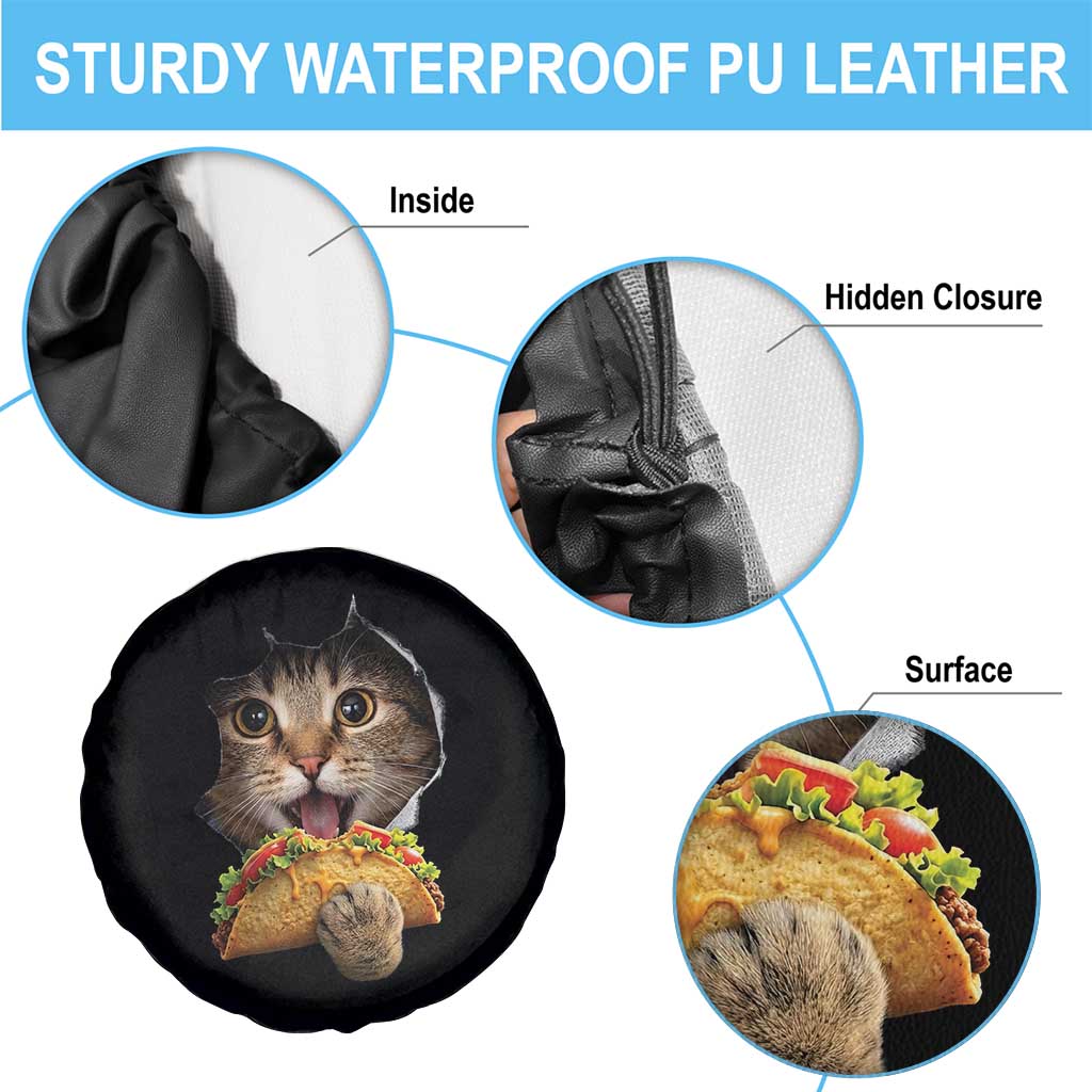 Funny Cat Eating Taco Spare Tire Cover Mexican Food Lover Gift