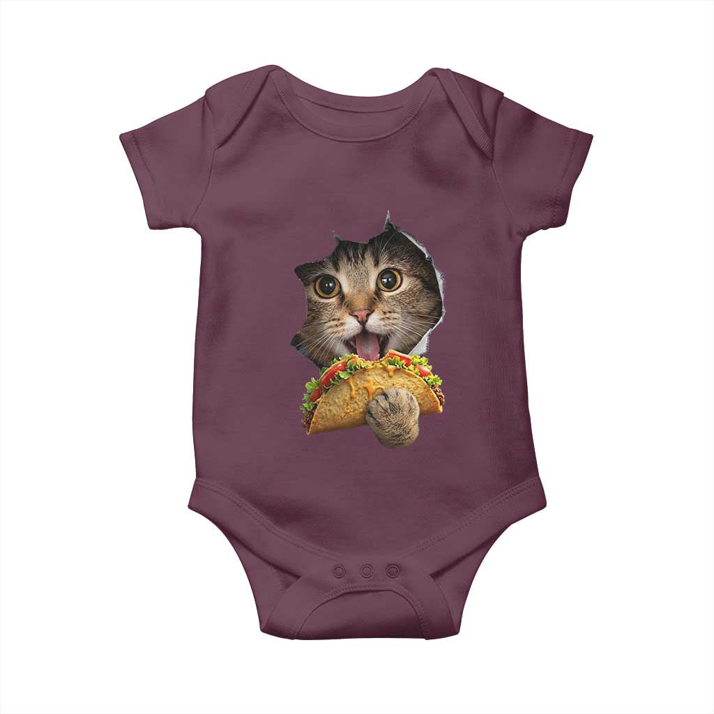 Funny Cat Eating Taco Baby Onesie Mexican Food Lover Gift