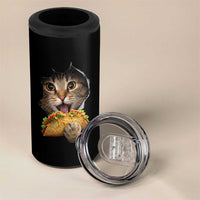 Funny Cat Eating Taco 4 in 1 Can Cooler Tumbler Mexican Food Lover Gift
