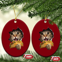Funny Cat Eating Taco Ceramic Ornament Mexican Food Lover Gift