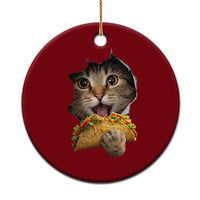 Funny Cat Eating Taco Ceramic Ornament Mexican Food Lover Gift