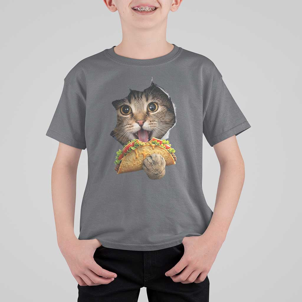Funny Cat Eating Taco T Shirt For Kid Mexican Food Lover Gift