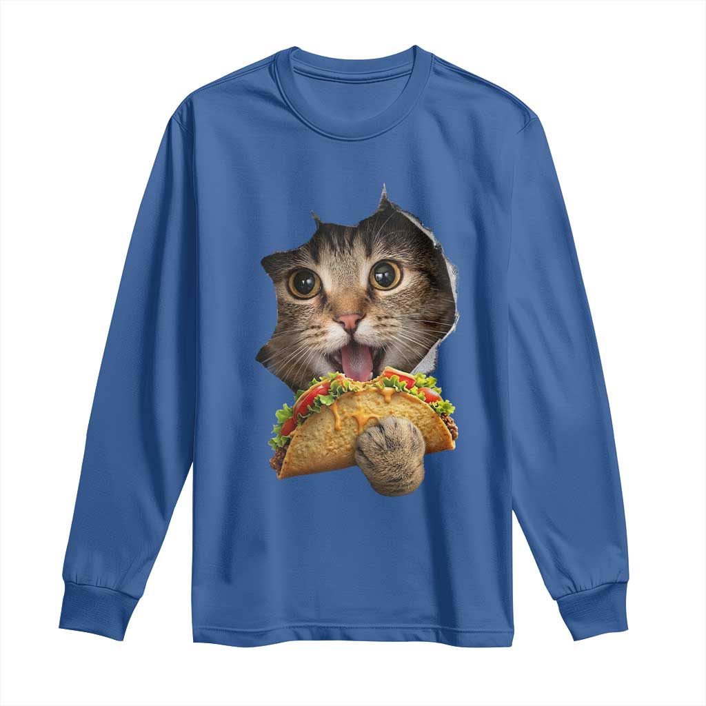 Funny Cat Eating Taco Long Sleeve Shirt Mexican Food Lover Gift