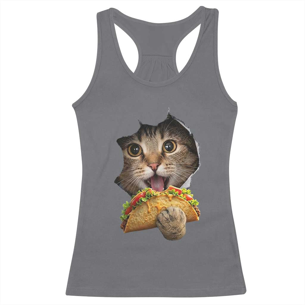 Funny Cat Eating Taco Racerback Tank Top Mexican Food Lover Gift