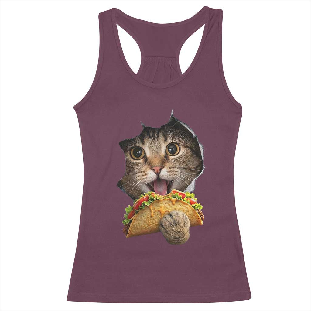Funny Cat Eating Taco Racerback Tank Top Mexican Food Lover Gift