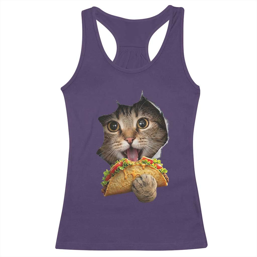 Funny Cat Eating Taco Racerback Tank Top Mexican Food Lover Gift