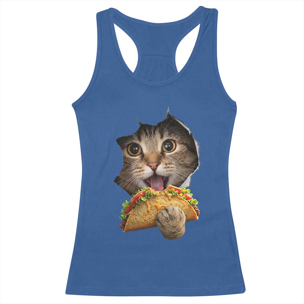 Funny Cat Eating Taco Racerback Tank Top Mexican Food Lover Gift