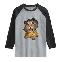 Funny Cat Eating Taco Raglan Shirt Mexican Food Lover Gift