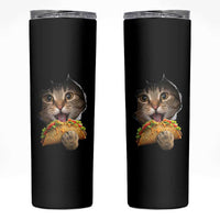 Funny Cat Eating Taco Skinny Tumbler Mexican Food Lover Gift