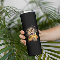 Funny Cat Eating Taco Skinny Tumbler Mexican Food Lover Gift