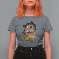 Funny Cat Eating Taco T Shirt For Women Mexican Food Lover Gift