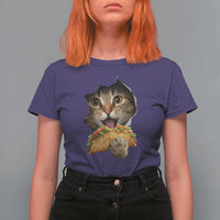Funny Cat Eating Taco T Shirt For Women Mexican Food Lover Gift