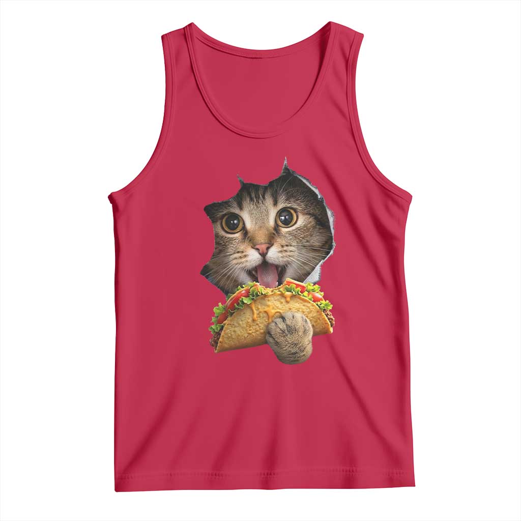 Funny Cat Eating Taco Tank Top Mexican Food Lover Gift